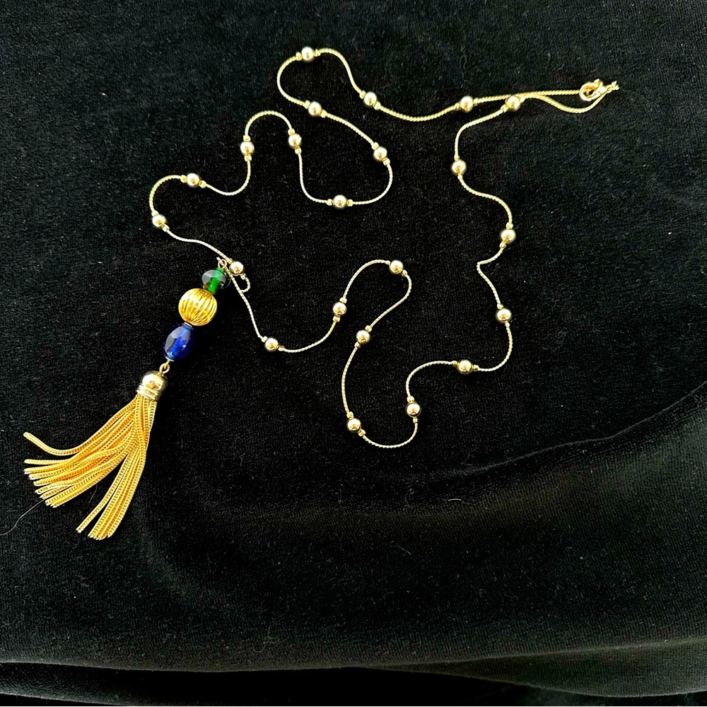 Gold tone chain 40” with tassel